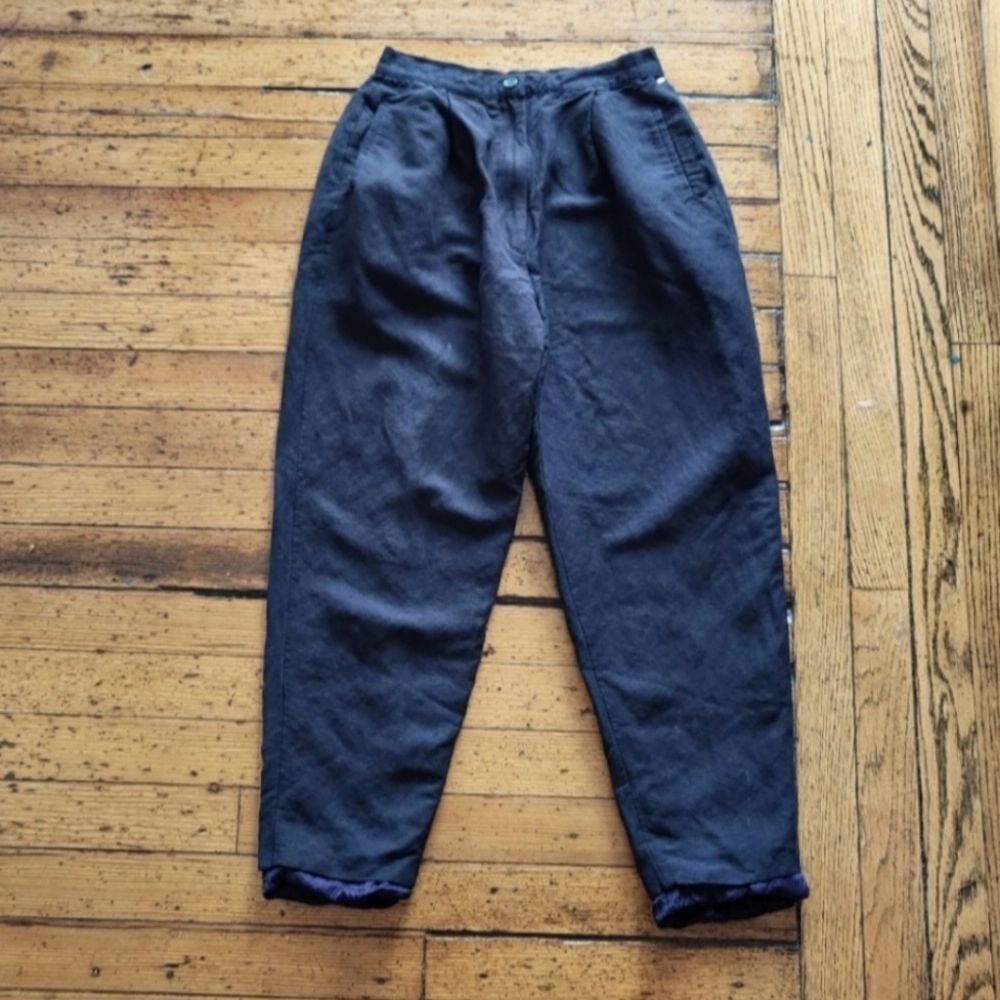 90s Black Dress Pants With Inner Purple‎ Windpants Layer Size 8